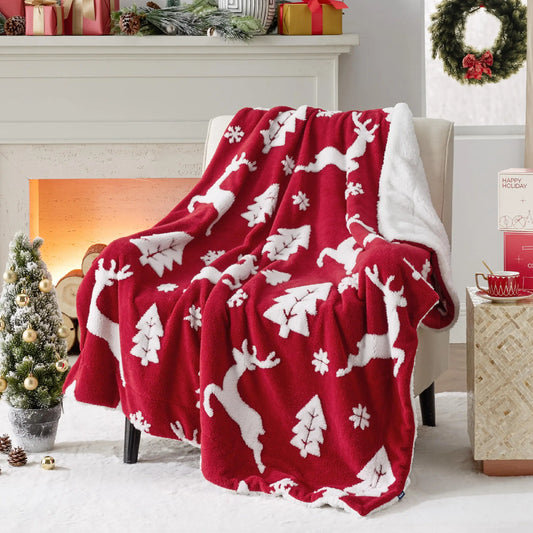 Christmas Throw Blanket - Soft and Warm Sherpa Christmas Throw Blankets for Couch, Sofa, Bed