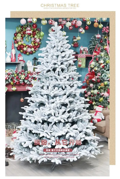 New White Snow Christmas Tree with Metal Foldable Stand