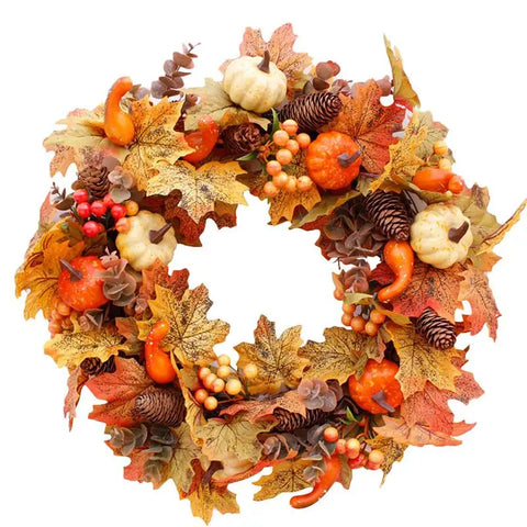 50cm Halloween Maple Leaf Pumpkin Wreath for Door