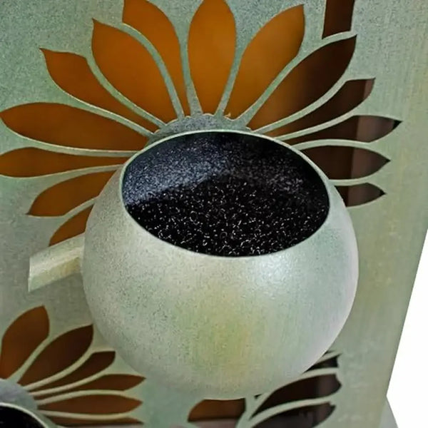 Sunflower Fields Outdoor Water Fountain Galvanized Steel LED Lights 48.5-Inch Tall