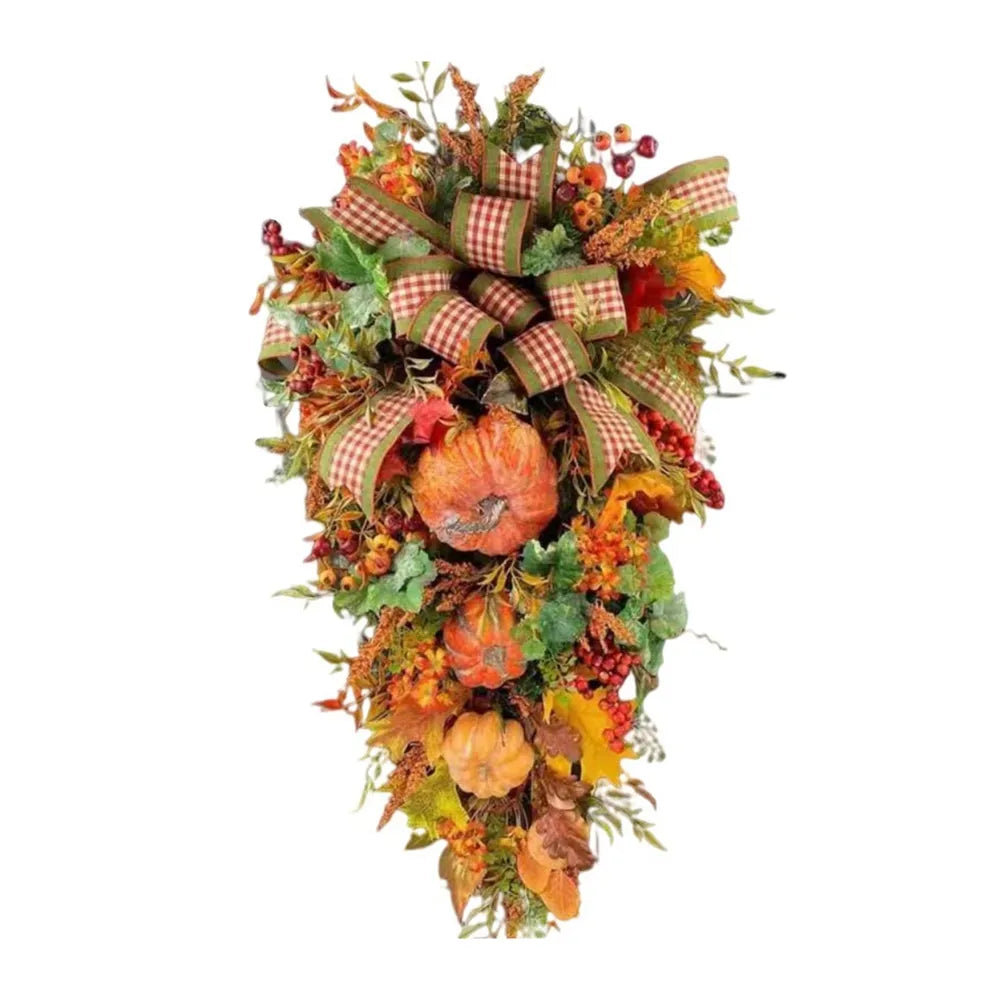 Fall Wreaths for Front Door Autumn Maples Leaf Pumpkin Berry Wreath - jenshomeandgardendecor