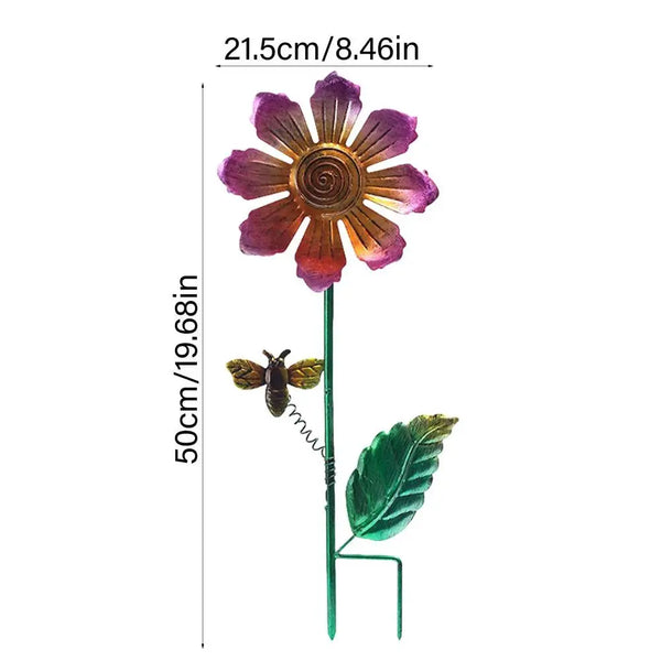 Flower Stakes Iron Outdoor Decor Landscape Garden Art with Dragonfly Butterfly Bee Ornaments Yard Flower Sticks for Spring Patio - jenshomeandgardendecor