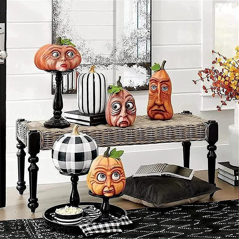 Halloween Expressive Face Pumpkin Decor - jenshomeandgardendecor