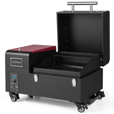 Electric Wood Pellet Grill & Smoker w/Temperature Probe & Lockable Wheels - jenshomeandgardendecor