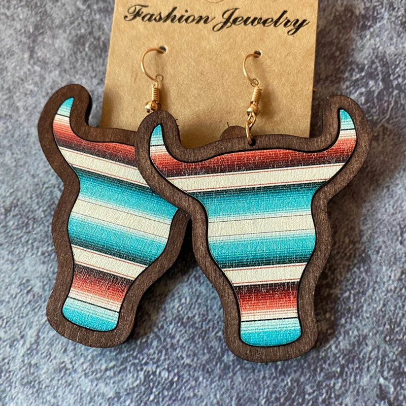 Wooden Cow head Earrings - jenshomeandgardendecor