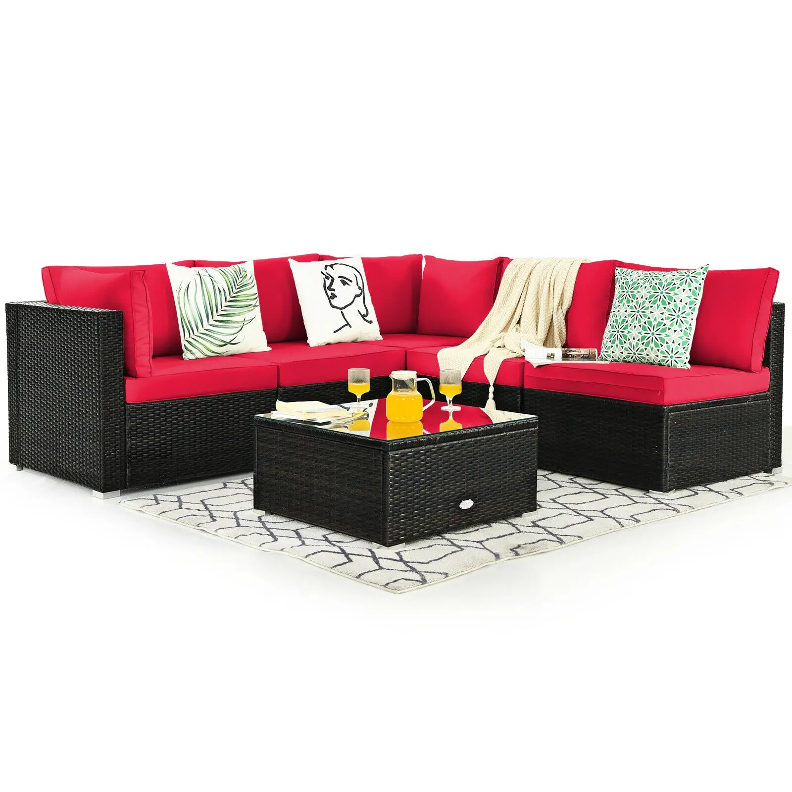 6PCS Patio Rattan Furniture Set - jenshomeandgardendecor