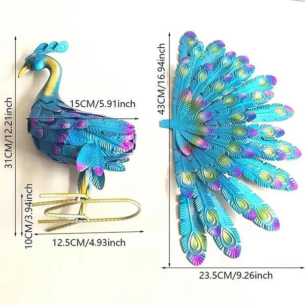 Metal Peacock Outdoor Statue