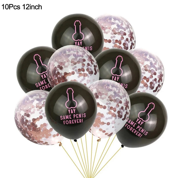 10Pcs Rose Gold Team Bride Latex Confetti Balloons