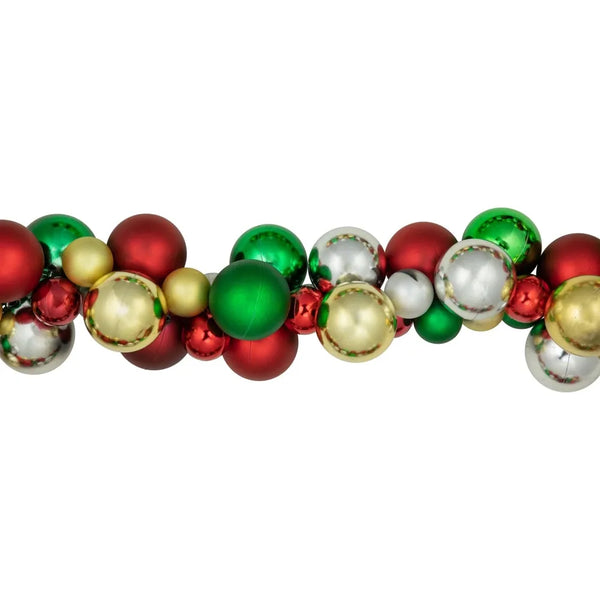 6'  2-Finish Shatterproof Ball Christmas Garland - jenshomeandgardendecor