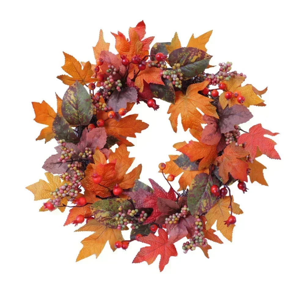 50cm Fall Wreath with Autumn Leaves and Berries