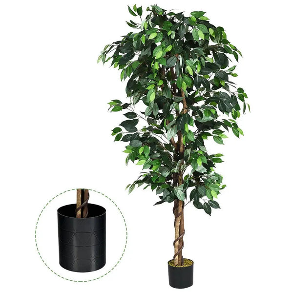 6 Ft Artificial Ficus Silk Tree - jenshomeandgardendecor