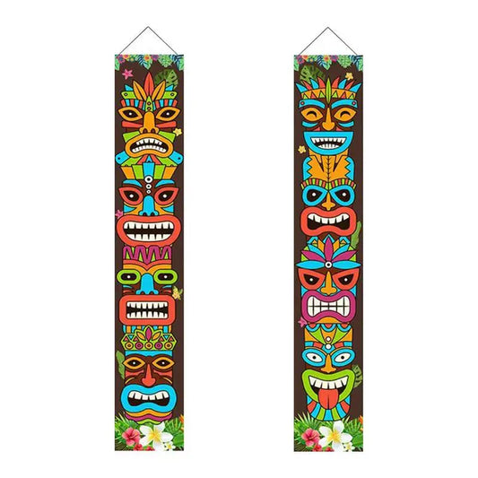 Tiki Banner Happy Luau Party Decoration Banner