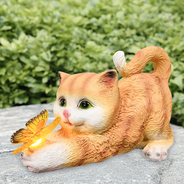 Garden LED Solar Lights Cute Cat Animal Statue - jenshomeandgardendecor