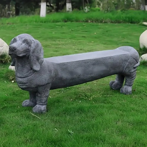 Dachshund Dog Sculpture Stool Garden Bench