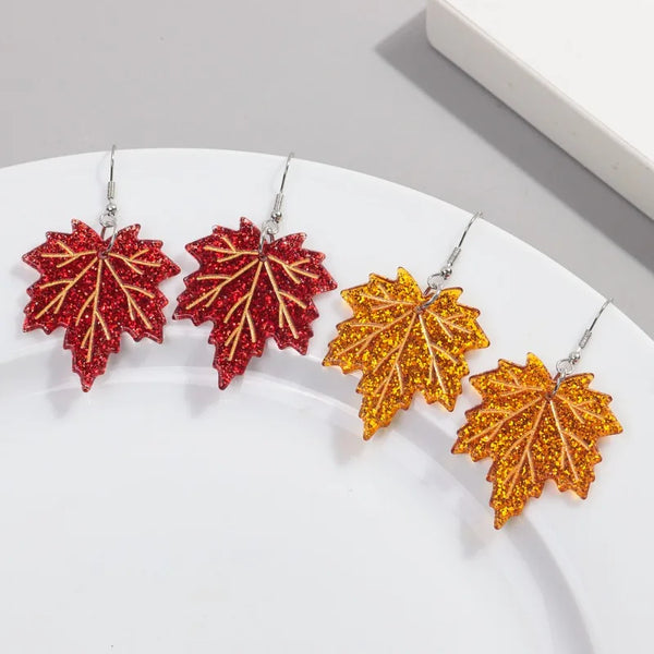 Fashion Acrylic Maple Leaves Dangle Earrings