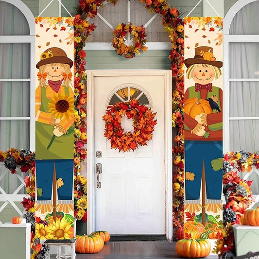 Thanksgiving Couplet  Pumpkin Porch Hanging Banner - jenshomeandgardendecor