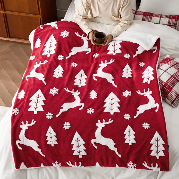 Christmas Throw Blanket - Soft and Warm Sherpa Christmas Throw Blankets for Couch, Sofa, Bed