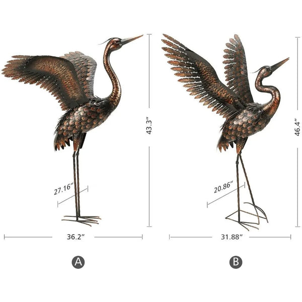 Metal Heron Crane Yard Art 46 inch (2-Pack)