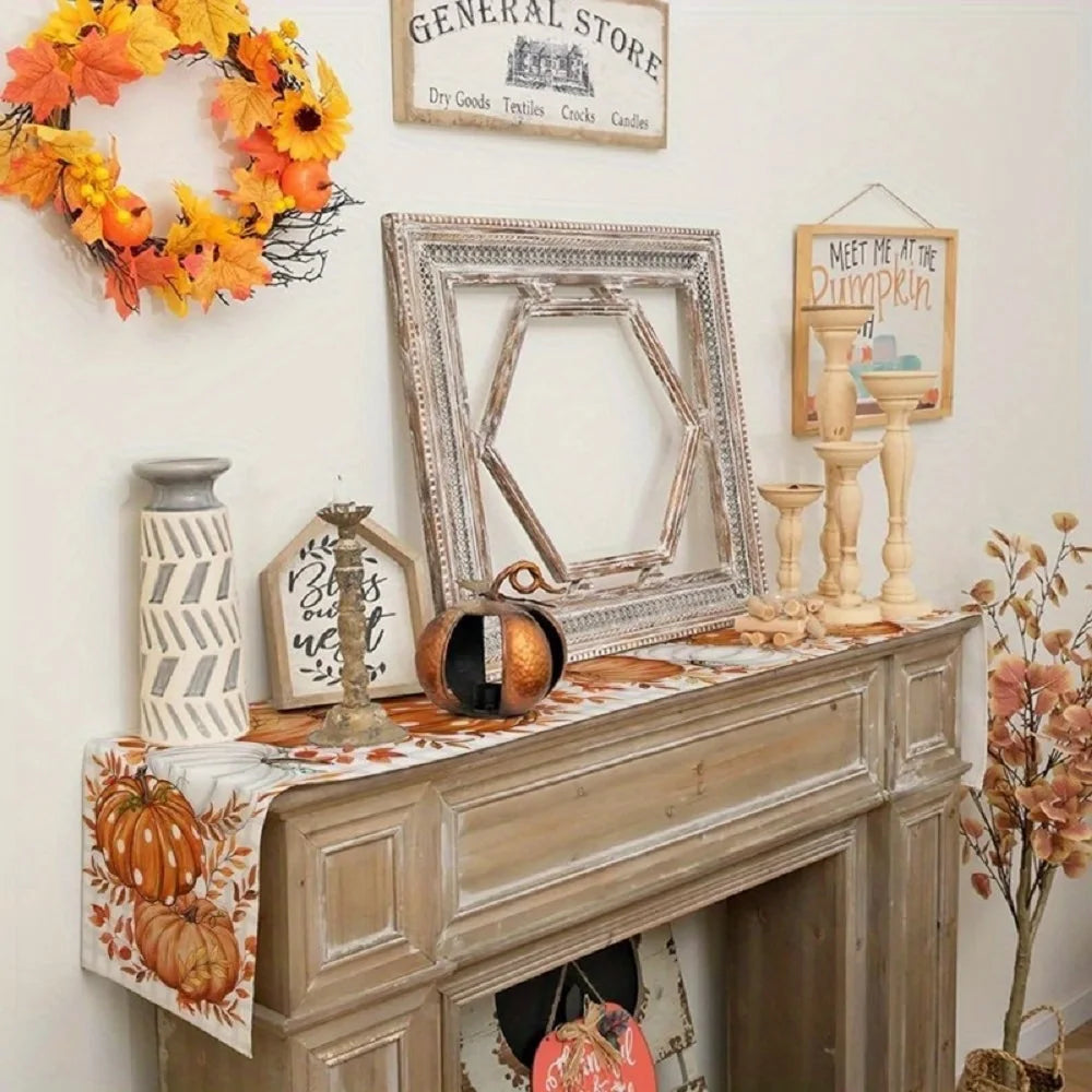 Autumn Polka Dot Pumpkin Table Runner