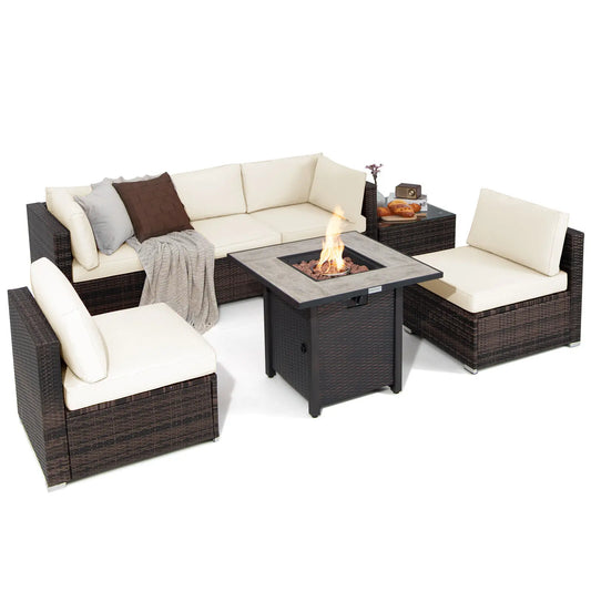 7PCS Patio Rattan Furniture Set - jenshomeandgardendecor