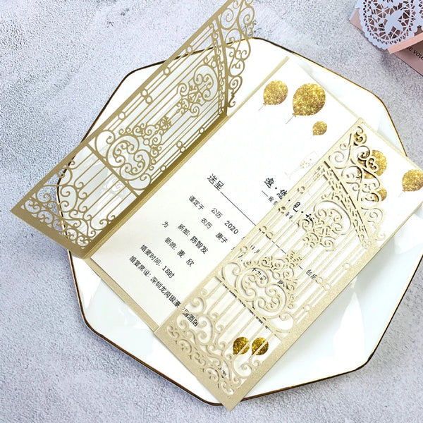 10 Pieces Laser Cut Wedding Gate Love Door Invitation Card