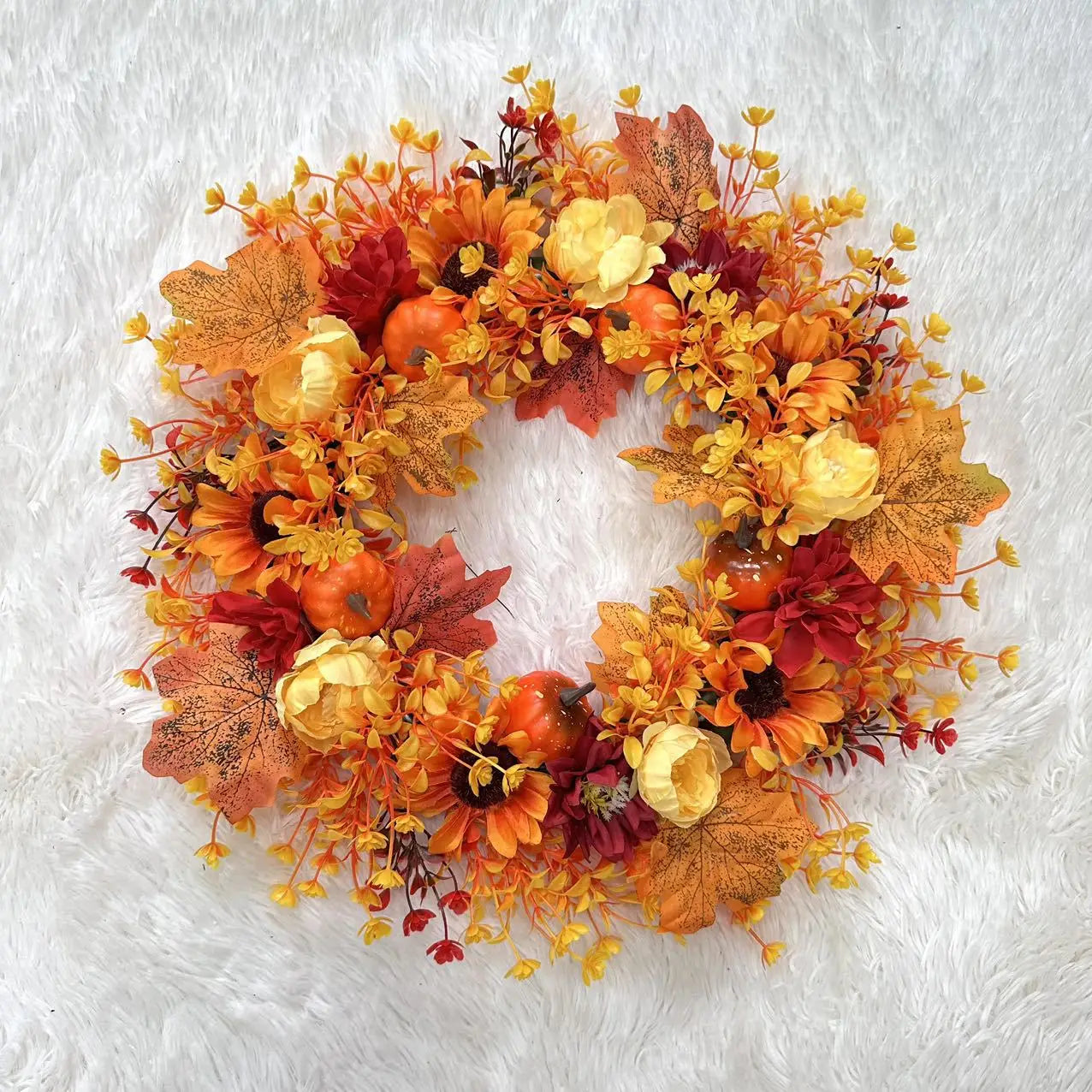 Harvest Festival Maple Leaf Pumpkin Wreath