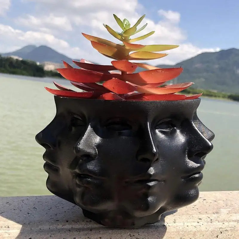 Multi Face Flower Pot Vase Ceramic Planter - jenshomeandgardendecor