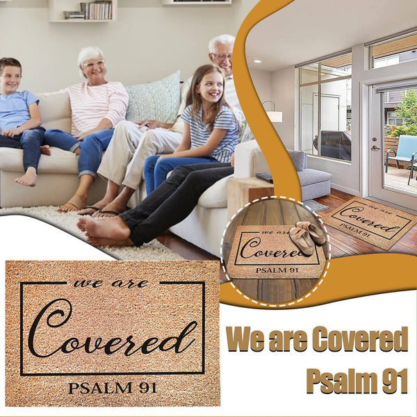 We Are Covered Psalm 91 Religious Door Mat - jenshomeandgardendecor