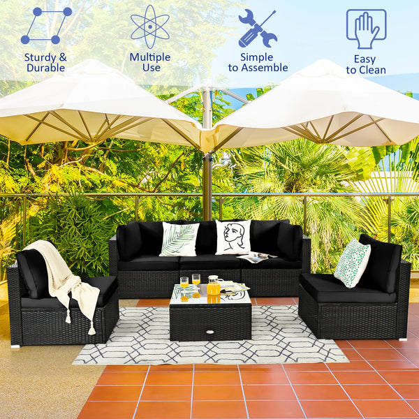 6PCS Patio Rattan Furniture Set - jenshomeandgardendecor