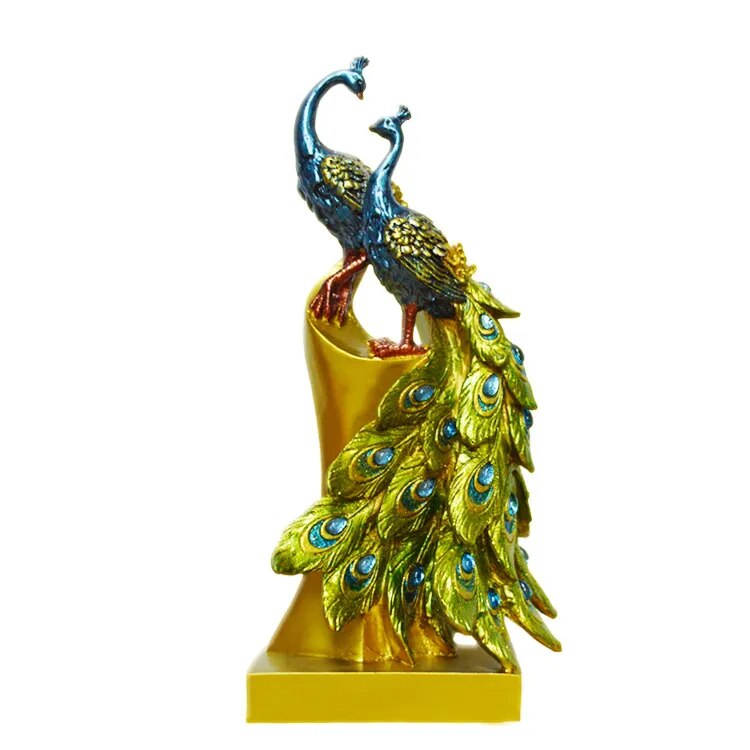 Large Resin Peacock Decor Statue Sculpture - jenshomeandgardendecor