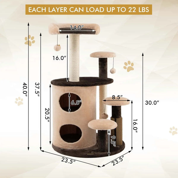 Cat Multi-Level Activity Tree with 2-Tier Cat-Hole Condo Coffee - jenshomeandgardendecor