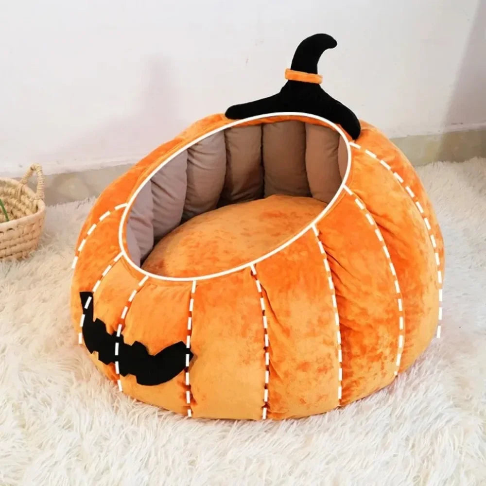 Halloween Pumpkin Cat Bed