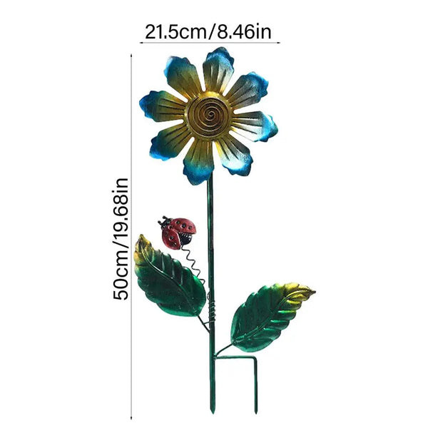 Flower Stakes Iron Outdoor Decor Landscape Garden Art with Dragonfly Butterfly Bee Ornaments Yard Flower Sticks for Spring Patio - jenshomeandgardendecor