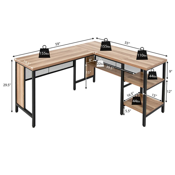 L-Shaped Corner Computer Desk - jenshomeandgardendecor