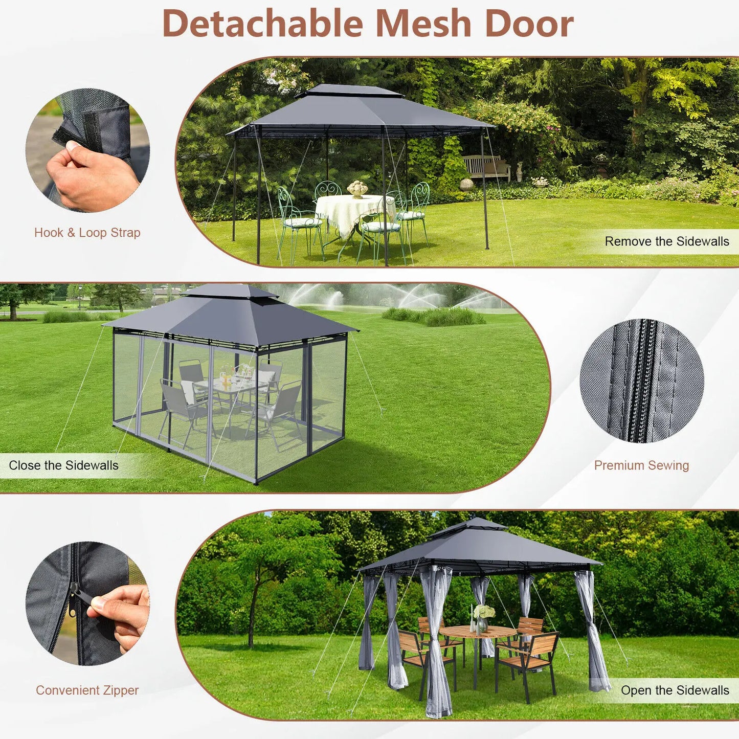 2-Tier Steel Gazebo Canopy Tent Shelter - jenshomeandgardendecor