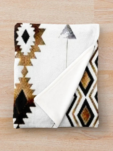 Tribal Aztec Gold and Black Design Throw Blanket