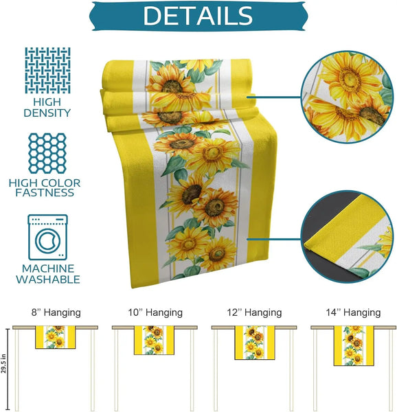 Yellow Sunflower Linen Table Runner