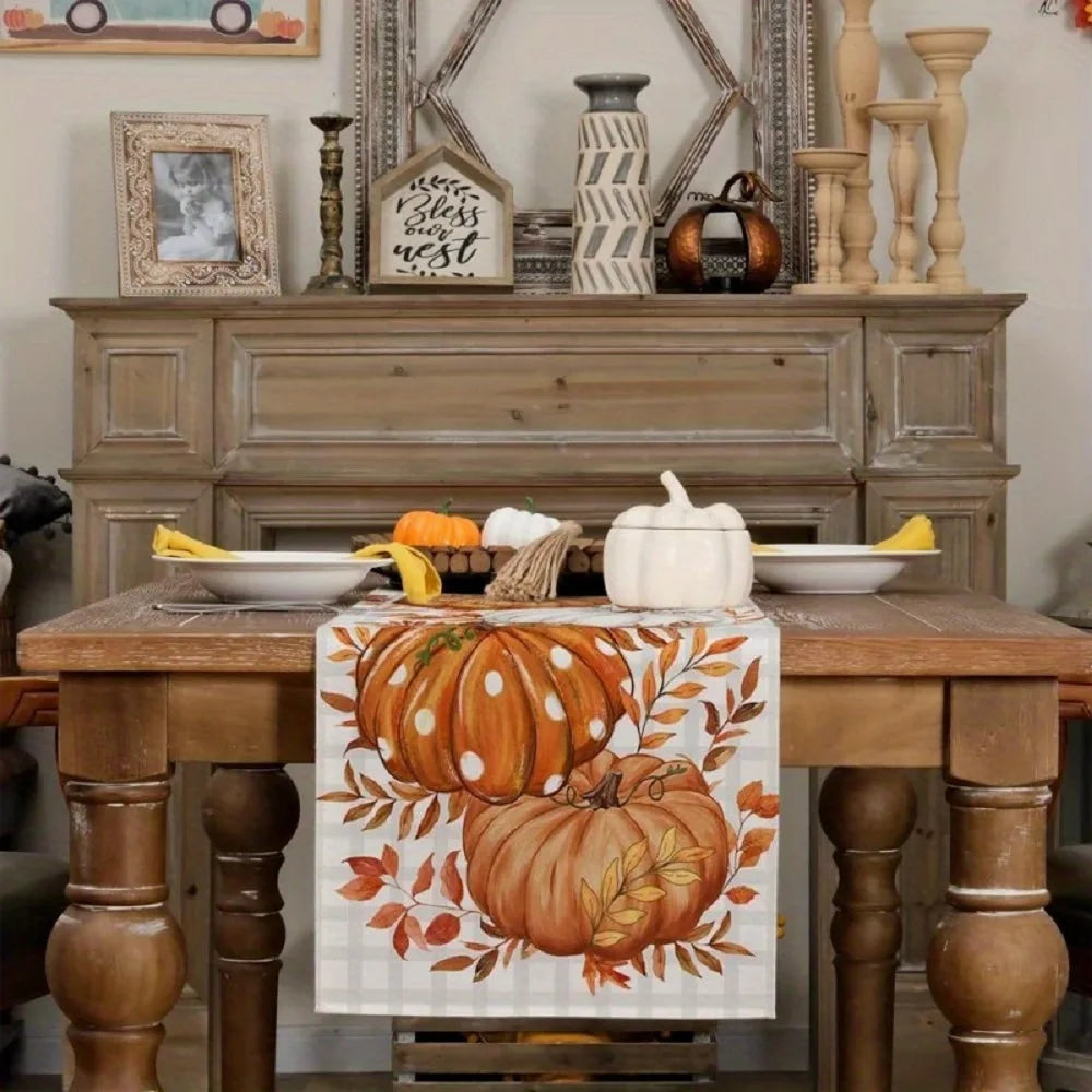 Autumn Polka Dot Pumpkin Table Runner