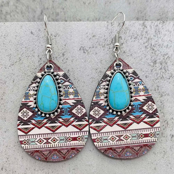 Western Retro Aztecs Pattern Wood Earrings - jenshomeandgardendecor