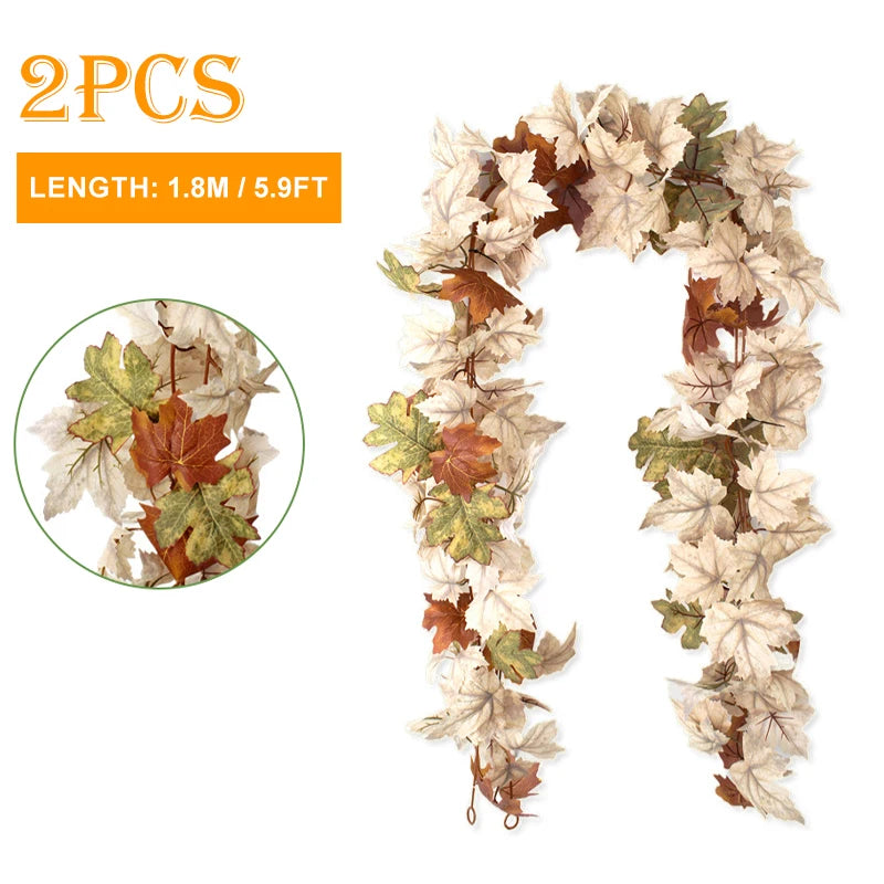 1.8/2.7M Autumn Maple Leaf Pumpkin Berries Garland - jenshomeandgardendecor