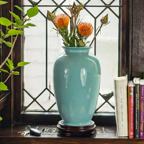 Turquoise Tung Chi Vase - jenshomeandgardendecor