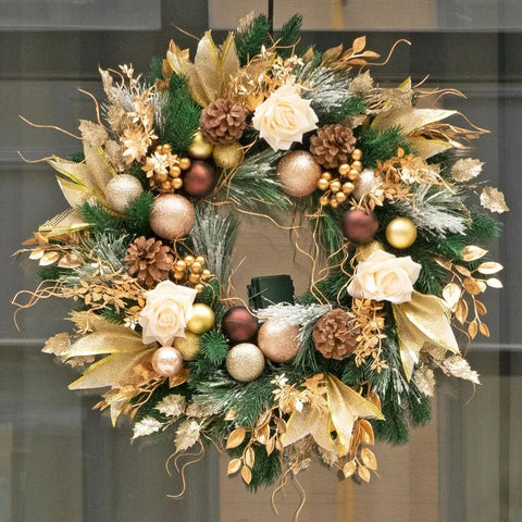 Prelit 24“ Champagne Gold Door Wreath