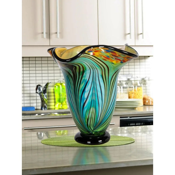 Kalmia Hand Blown Art Glass Vase - jenshomeandgardendecor