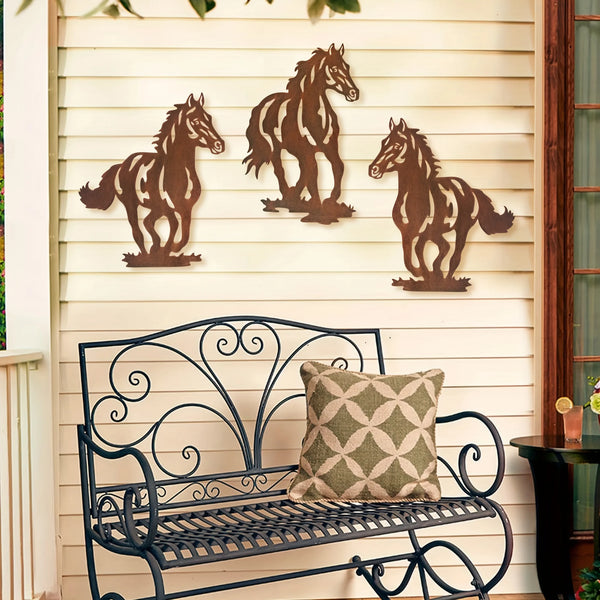 Metal Horse Wall Art Décor Set/3pcs,