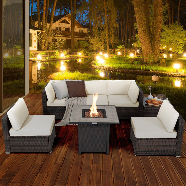 7PCS Patio Rattan Furniture Set - jenshomeandgardendecor