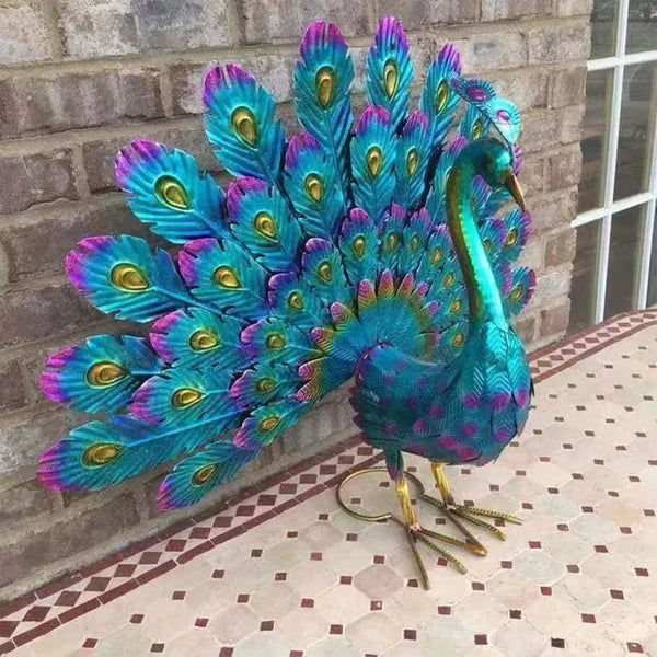 Metal Peacock Outdoor Statue