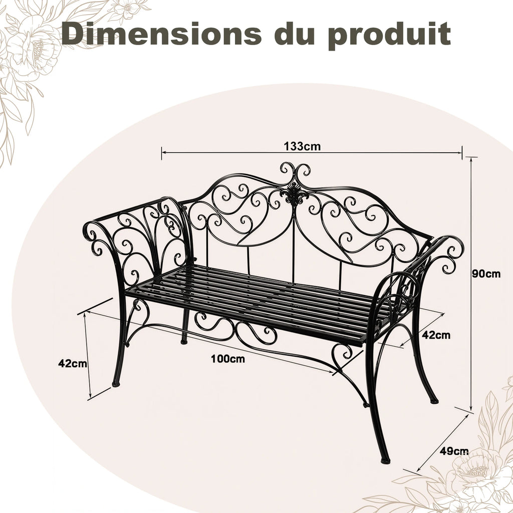 Wrought Iron Garden Bench