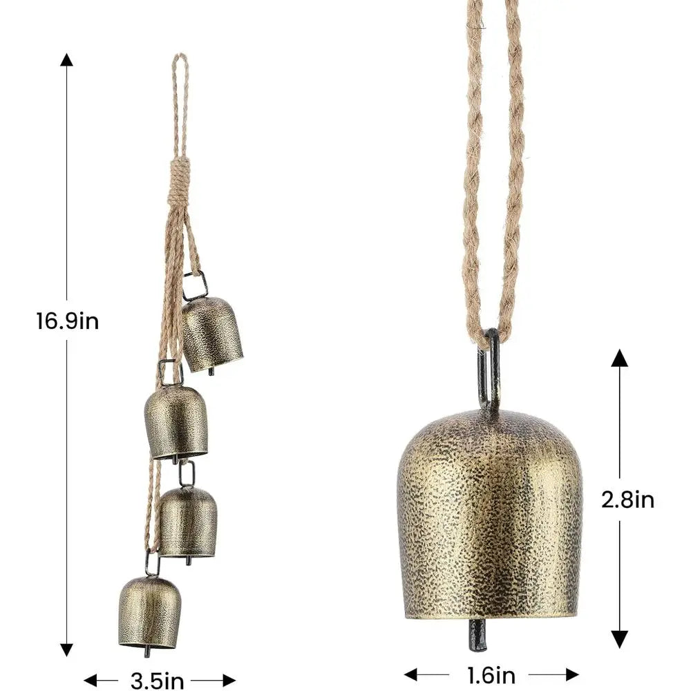 Metal Hanging Bells with Jute Rope for Christmas