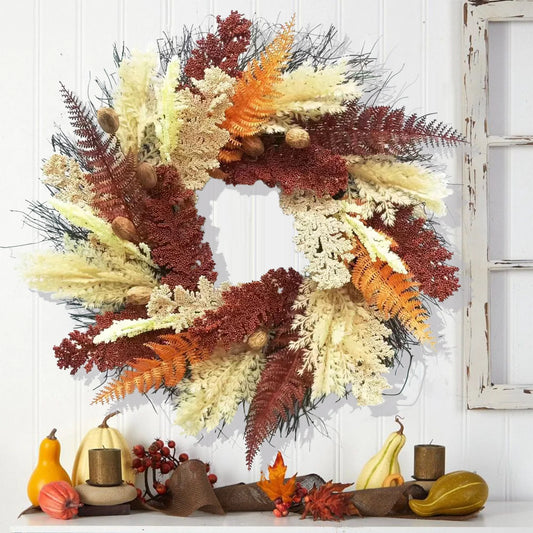 50CM Thanksgiving Harvest Festival Wheat Ear Wreath For Front Door