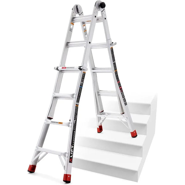 Lift Ladders LLMP-18 18-ft. Reach Aluminum Multi-Position Ladder, 375-lb. Weight Capacity - jenshomeandgardendecor